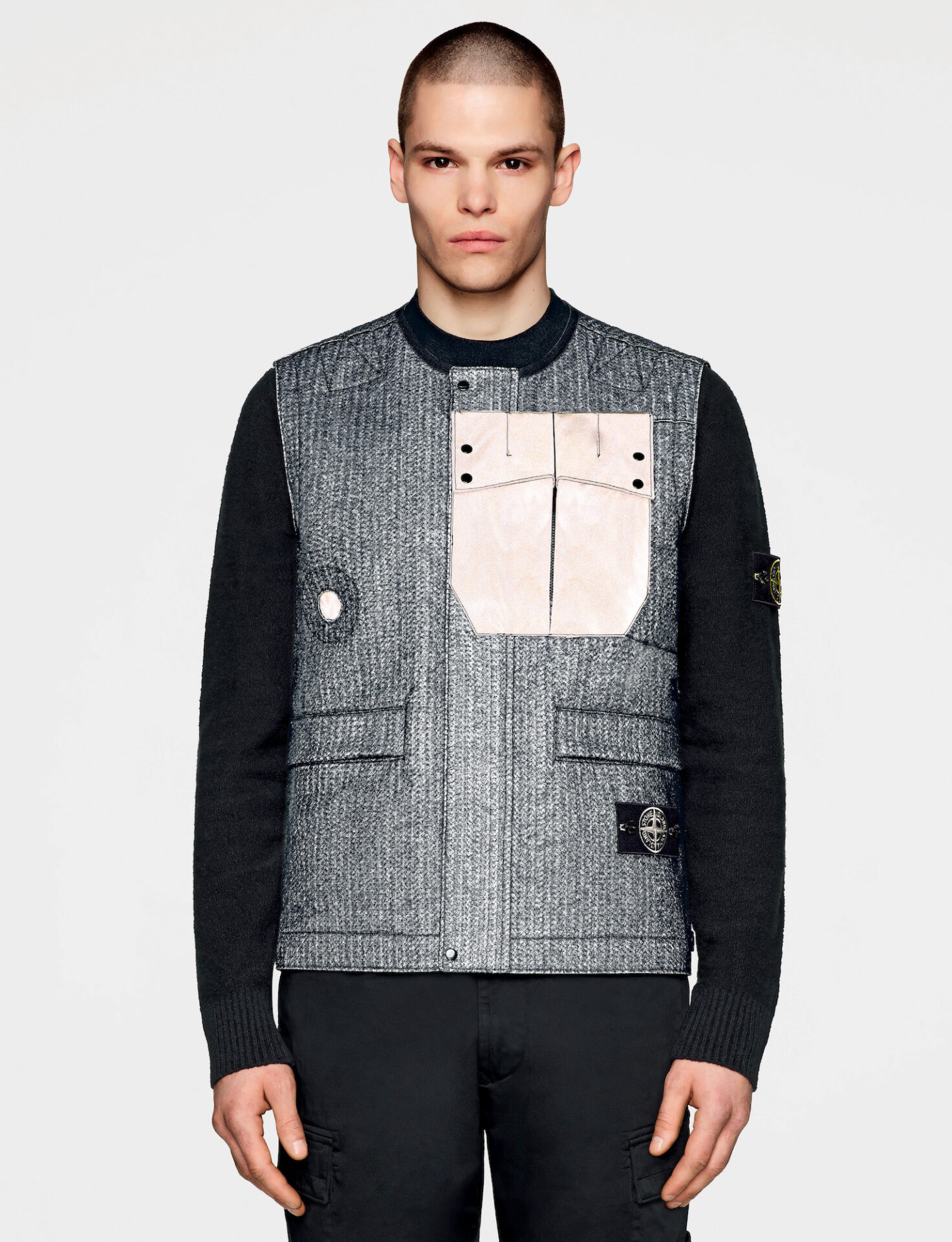 【6/20値下げ】三茶）E10　STONE ISLAND　ストーンアイランド　リフレクター　胸ポケット　ロングスリーブTシャツ　8054000023141 STONE ISLAND ストーンアイランドウエストバッグ