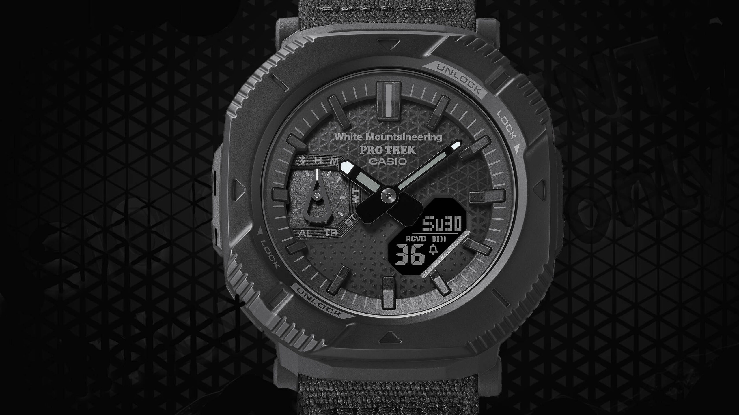 PRO TREK × White Mountaineering®、オールブラックをまとったソリッドスタイルのコラボモデル発売