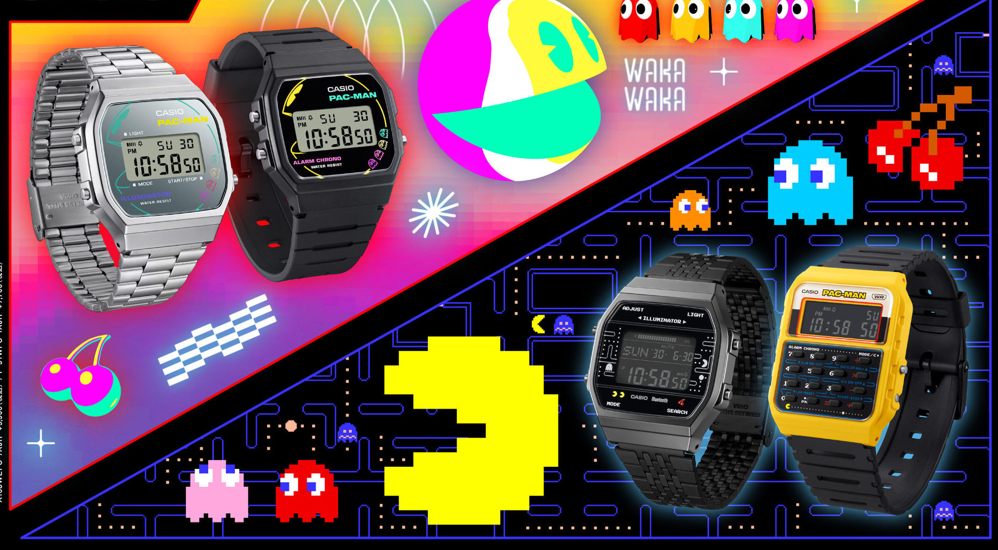 CASIO、世界的人気ゲーム「パックマン」とのコラボデジタルウォッチ発売