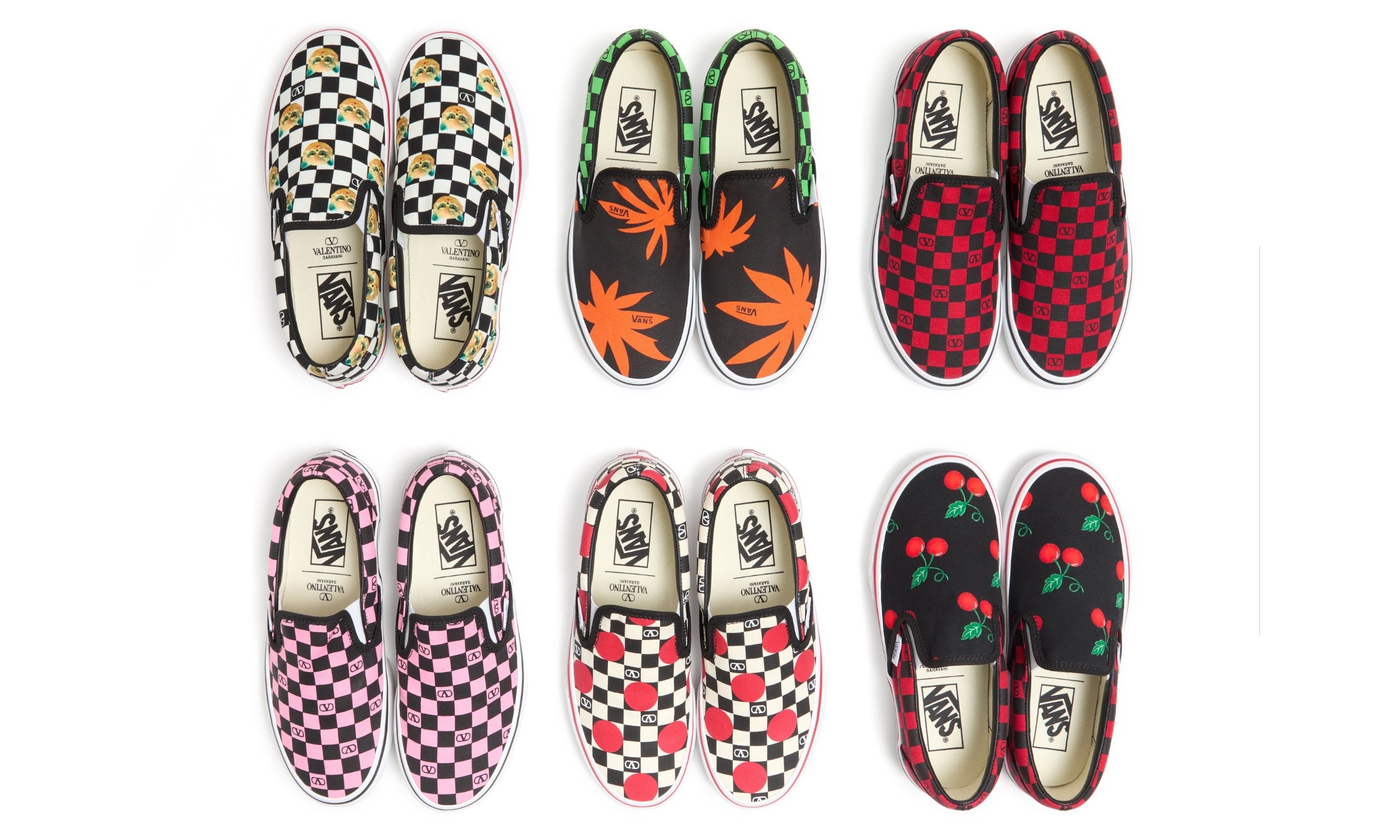VALENTINO GARAVANI、VANSとのコラボスニーカーの第2章を発表。チェリー柄「チェリフィック」などを採用